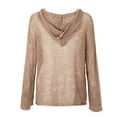 thumbnail image 4 of Mohiass Women's V Neck Sweater Long Sleeve,Hollow Out Knit Hoodies Crochet Top Beach Lightweight Blouse Khaki XL, 4 of 7