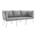 thumbnail image 2 of Modway Riverside 3 Piece Outdoor Patio Aluminum Sectional Sofa Set in White Gray, 2 of 16