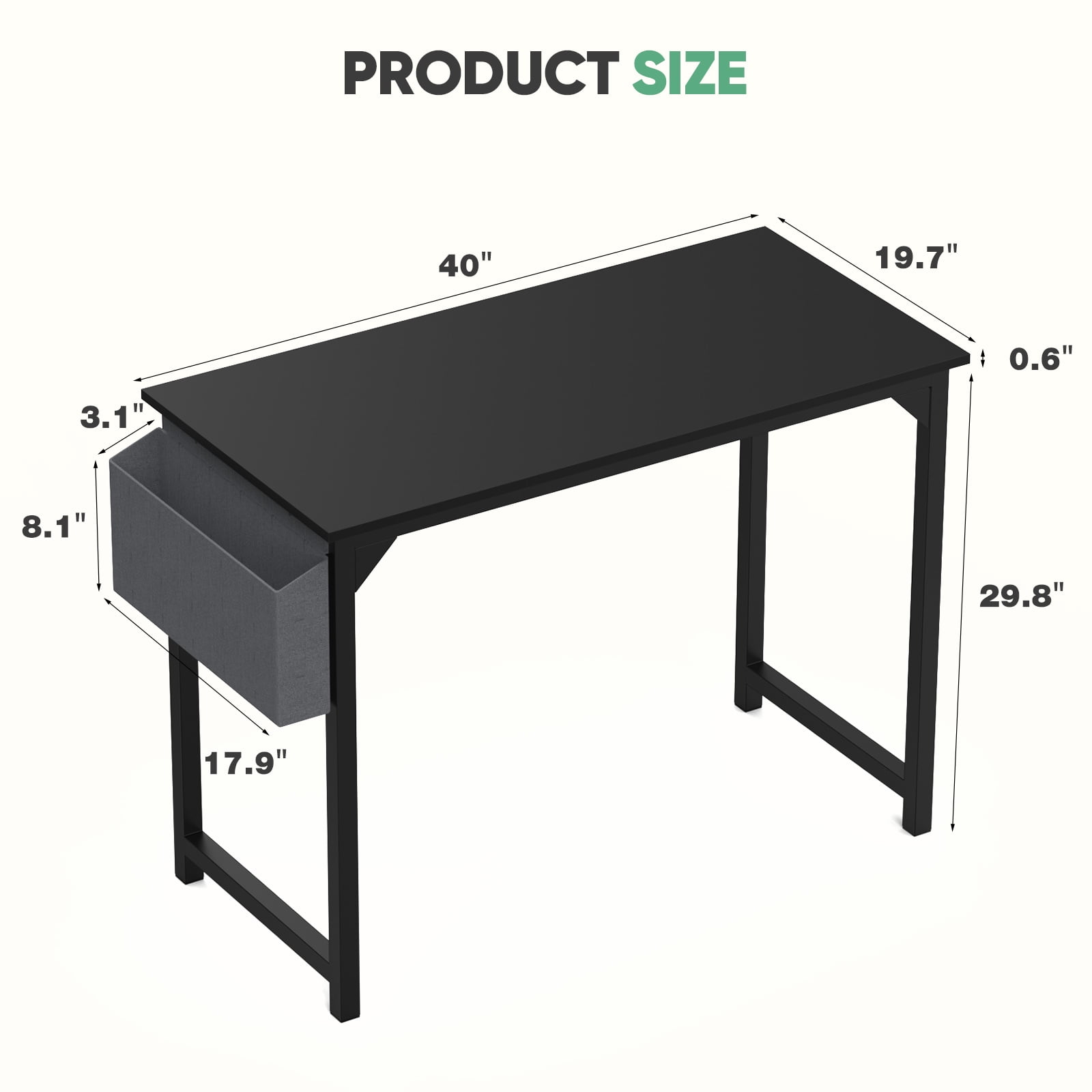 MAYEERTY 40in Computer Desk with Storage, Modern Writing Desk with Fabric Drawers for Home Office, Rustic