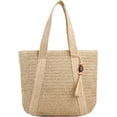 thumbnail image 1 of LHSHID Straw Beach Bag, Summer Woven Tote Bag with Tassels Large Shoulder Handbag Straw Purses and Handbags for Women, 1 of 4