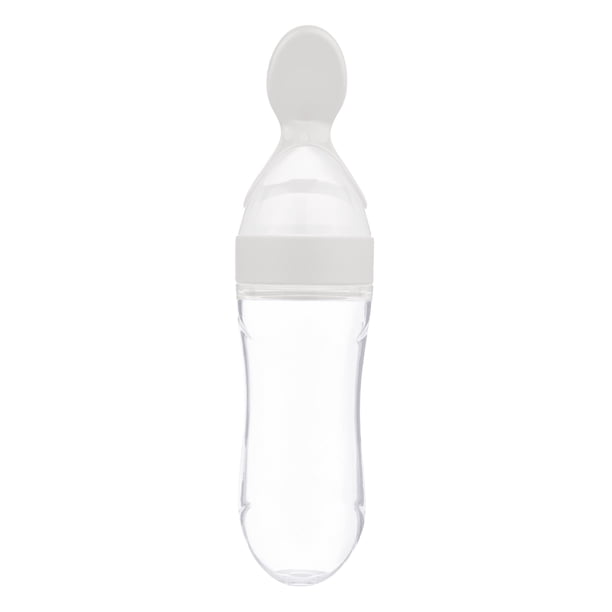 Cuchara de alimentación con biberón Cuchara dispensadora de alimentos para bebés, chupete de silicona, cuchara exprimible, biberón para alimentación diaria, viajes, niños y niñas Meterk Cuchara de alimentación con biberón