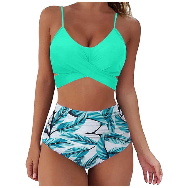 Augper Fashion Women's Bikinis Sets Sleeveless Printed Bikini Set Swimsuit Push-Up Padded Swimwear Swimsuit Beachwear