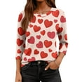 thumbnail image 6 of Fgvctg Valentine's Day Women's Tops Casual 3/4 Sleeve Crewneck Shirts Cute Date Night Pullover Tops Plus Size Sweet Love Heart Graphic Half Sleeve Blouses Light pink 3XL, 6 of 6