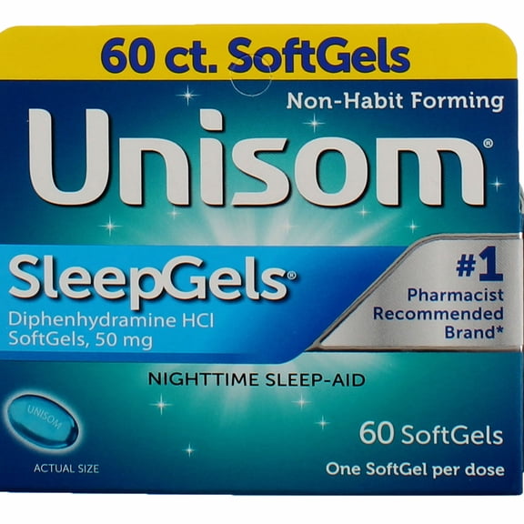 Unisom SleepGels Soft Gels Nighttime Sleep-Aid, 60 Ct (2 pack)