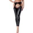 thumbnail image 3 of Pantalones sexis de látex para mujer, para bailar, club nocturno, aspecto húmedo, pantalones recortados de charol, baile en barra, disfraz erótico, mallas, lencería, 3 of 4