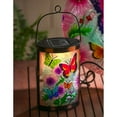 thumbnail image 2 of Evergreen Handpainted Solar Glass Lantern, Butterfly Prints, 3.7'' x 5.9'' x 9.5'' inches., 2 of 3