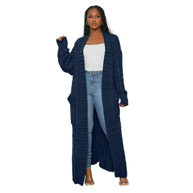 Pull à Manches Longues pour Femmes, Cardigan en Tricot Décontracté Automne Hiver
