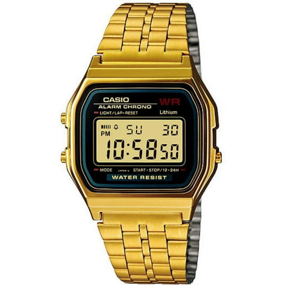 Alarm Chrono by Casio Stainless Steel Expansion Band Wristwatch, Gold, A159WGEA-1