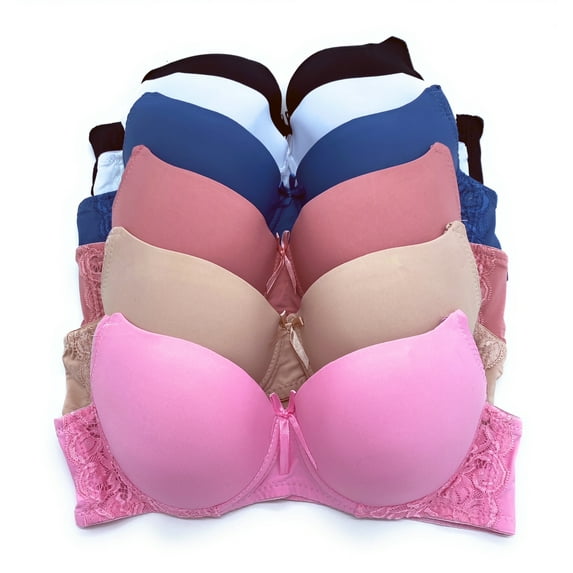 6 pieces of Pushup Underwired Lace Lady's Gentle Push Up Bra A B C Cup 36C (6838-60L4-60L6)