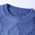 thumbnail image 3 of Men's Gradient Sweater Strench Crewneck Long Sleeves Cable Knit Sweaters Oversized Pullover Tops Blue 4XL, 3 of 6