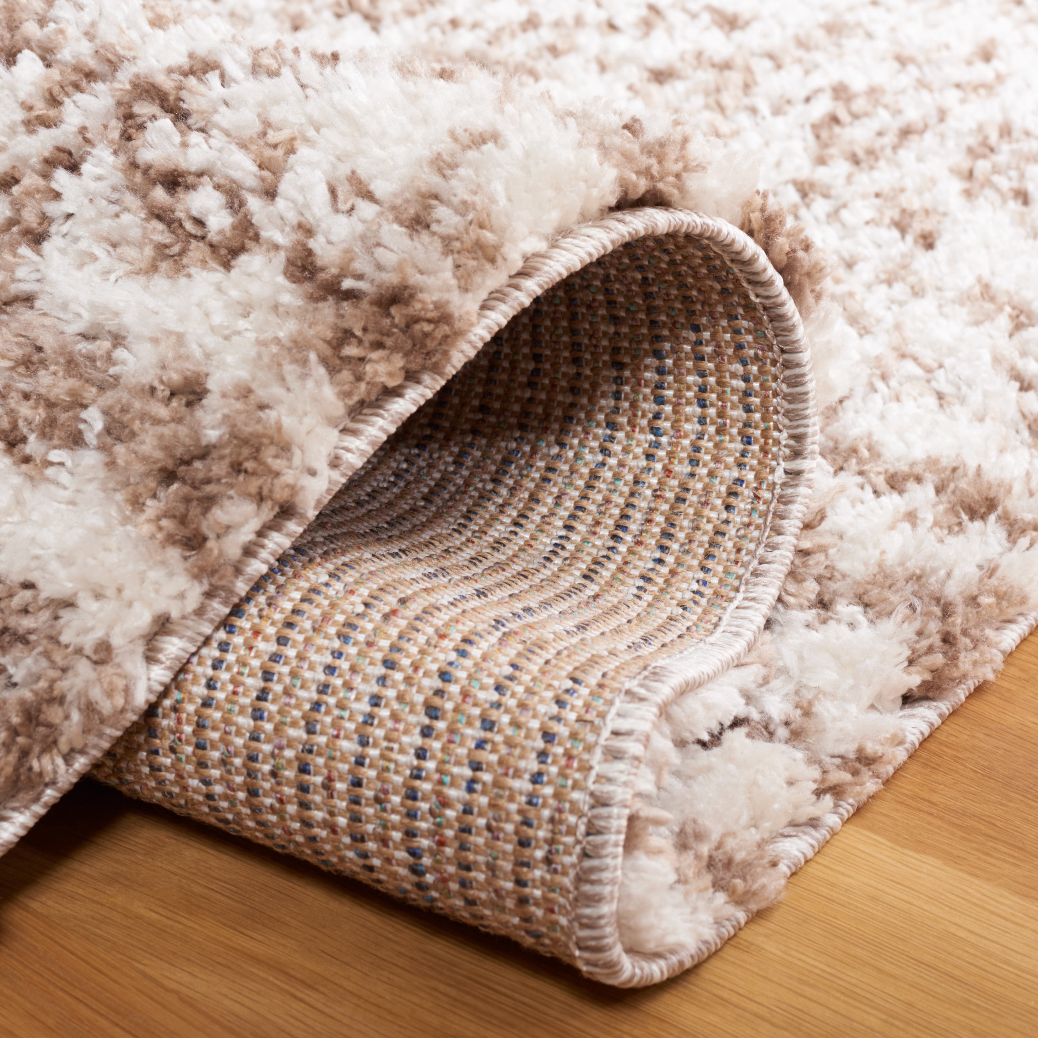 SAFAVIEH Jericho Lalia Aztec Polyester Shag Area Rug, Taupe/Ivory, 8' x 10'