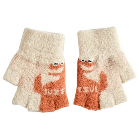 

EUMODR Gloves for Kids Bulk Style 4 Children Gloves Boys Autumn Winter Warm Half Finger Knitting Dinosaur Baby Students Write