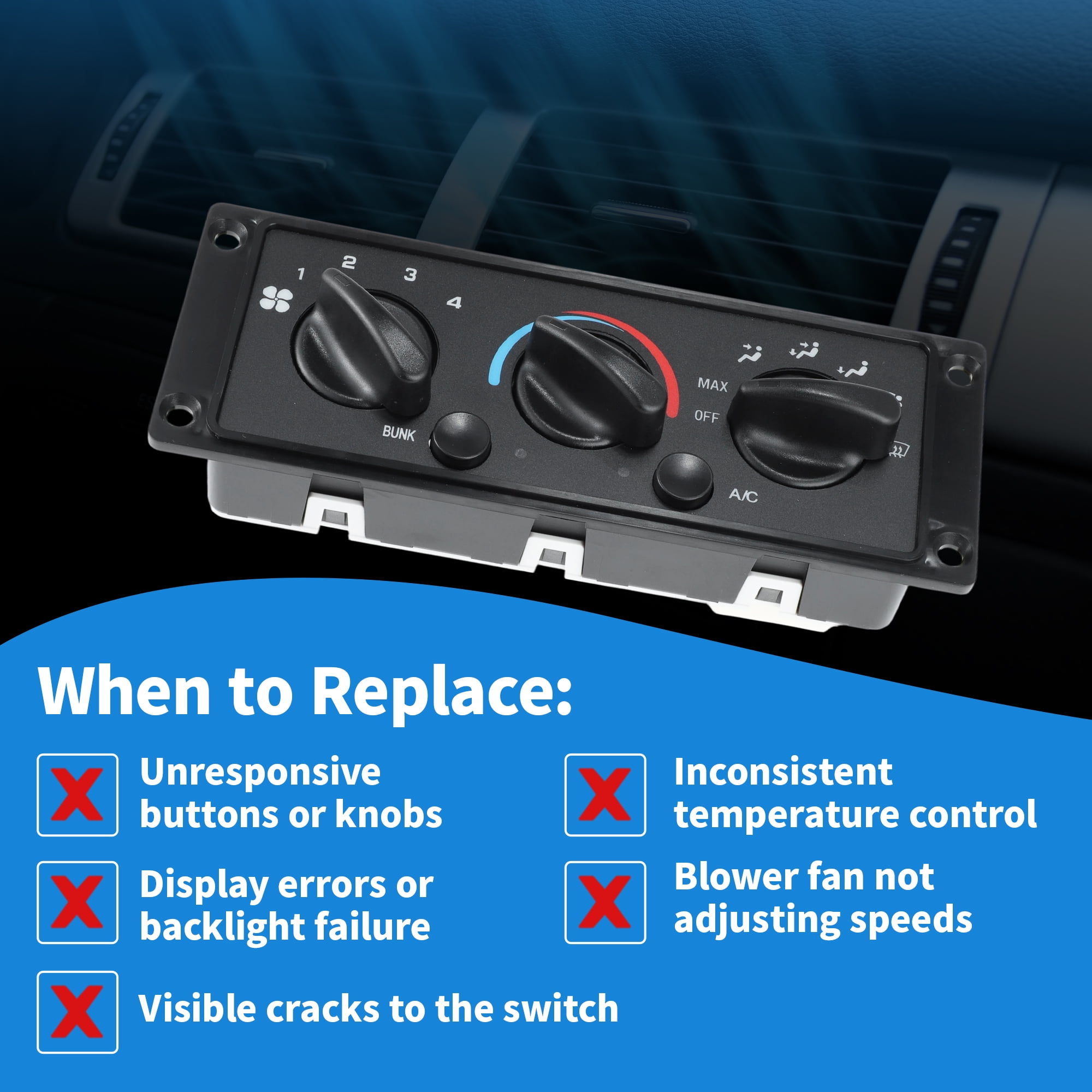 3518703C93 HVAC A/C Heater Climate Control Switch Panel Module for International 9200 9400 9900 5600I HX515 HX620 2000-2021 for CAT CT660 2011-2020