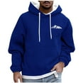 thumbnail image 2 of Men's Graphic Print Hoodies Long Sleeve Drawstring Hoodie Pullover Sweatshirt Outdoor Sports Loungewear Lightweight Sweater Pullover Tops Blue L, 2 of 5