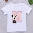 thumbnail image 3 of Camisetas de algodón para niños de Minnie, combinación de letras de la A a la Z, ropa de dibujos animados de Disney Kawaii, camisetas casuales para niños y niñas, 3 of 5