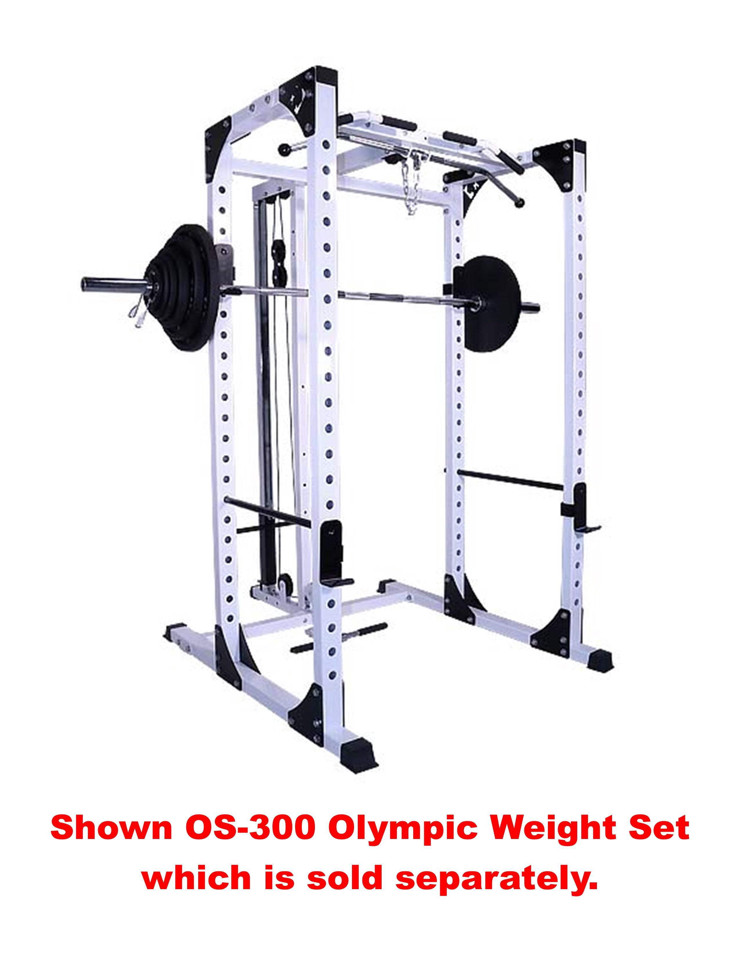 Deltech Fitness Power Rack with Lat Attachment Model #DF825L, Powder Coated Steel