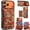 Red, variant on for iPhone 16 Cork Wood Phone Case Flower Floral Printed Cover, Strong Magnetic Attachment for MagSafe Wallet Card Holder, Kickstand Support, Wireless Charging