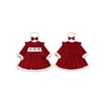 thumbnail image 2 of Miaouyo Toddler Baby Girl Christmas Velvet Dress 6 12 18 24 Months 2T 3T 4T Santa Claus Embroidery Round Neck Long Sleeves A Line Dress Bow Headband, 2 of 9