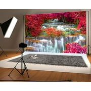 MOHome Polyster Waterfall Backdrop 7x5ft Photography Background Autumn Trees Mountains Forests Nature Landscape Children Baby Kids Photos Video Studio Props