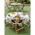 thumbnail image 4 of Outdoor Tablecloth with Umbrella Hole for Patio/Picnic/Party/Camping, Yellow Gnomes Waterproof Table Cloth Round Cover Washable, Bees Spring Floral Daisy Branches (Dia 60"), 4 of 8