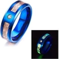 thumbnail image 2 of 8mm Glow in The Dark Ring Royal Blue Stainless Steel Wedding Band Aurora Luminous Ring, 2 of 4