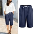thumbnail image 3 of XINPING Womens Linen Shorts Summer 2026 Casual 7 Inch Cotton Drawstring Baggy Shorts Comfy Elastic Waist Beach Vacation Shorts XXL, 3 of 9
