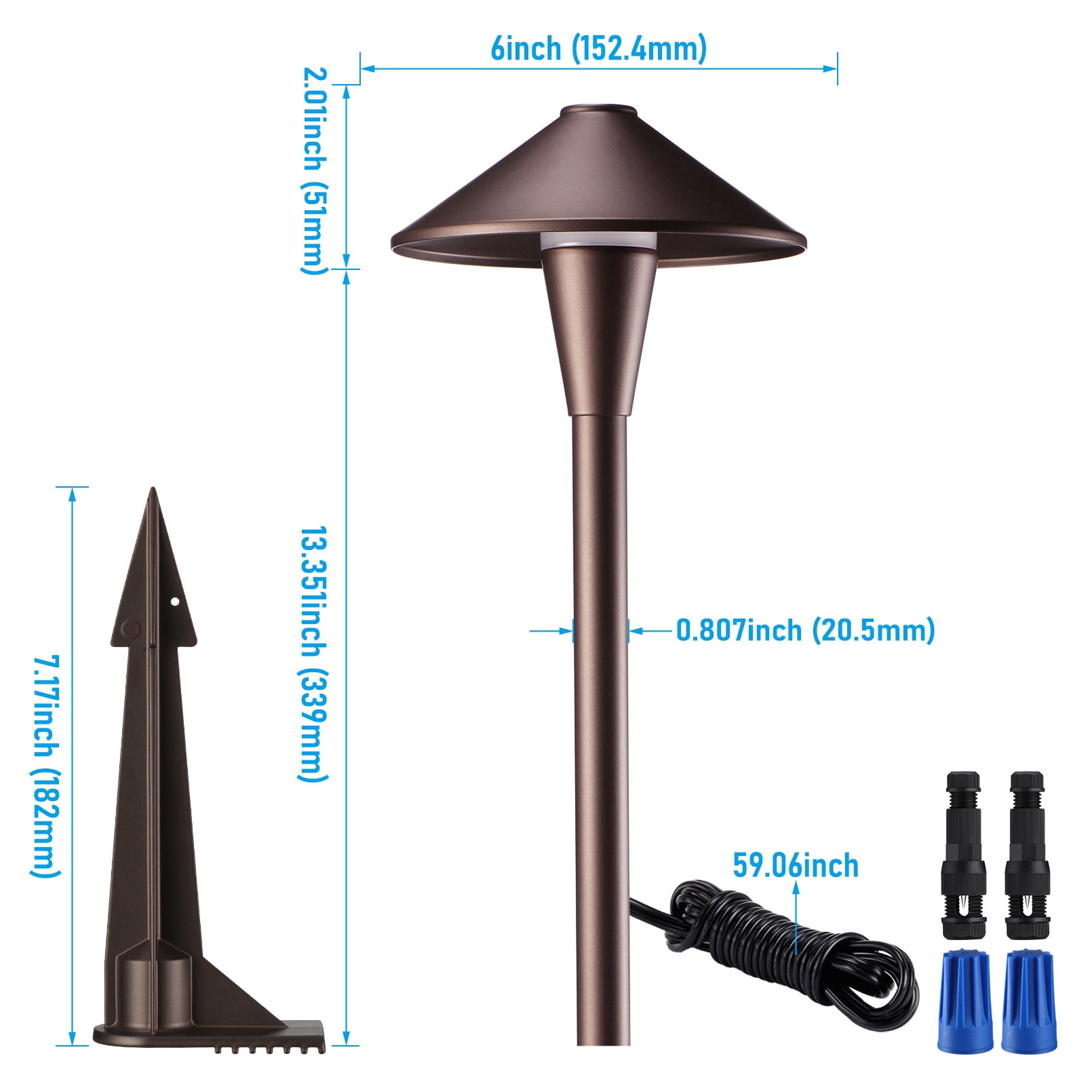 12 Pack 5CCT Low Voltage Pathway Lights, LED Landscape Path Light, 5W, 12-24V, IP65 Waterproof