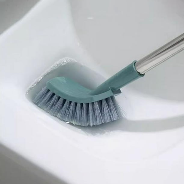 Fiudx Cepillo de Baño con Mango Largo, Cerdas Suaves para Una Limpieza Eficiente, Fácil de Guardar, Montaje En Pared Compacto, Color Verde, Herramienta de Limpieza para Baño, Tamaño 50 X 6 Cm.