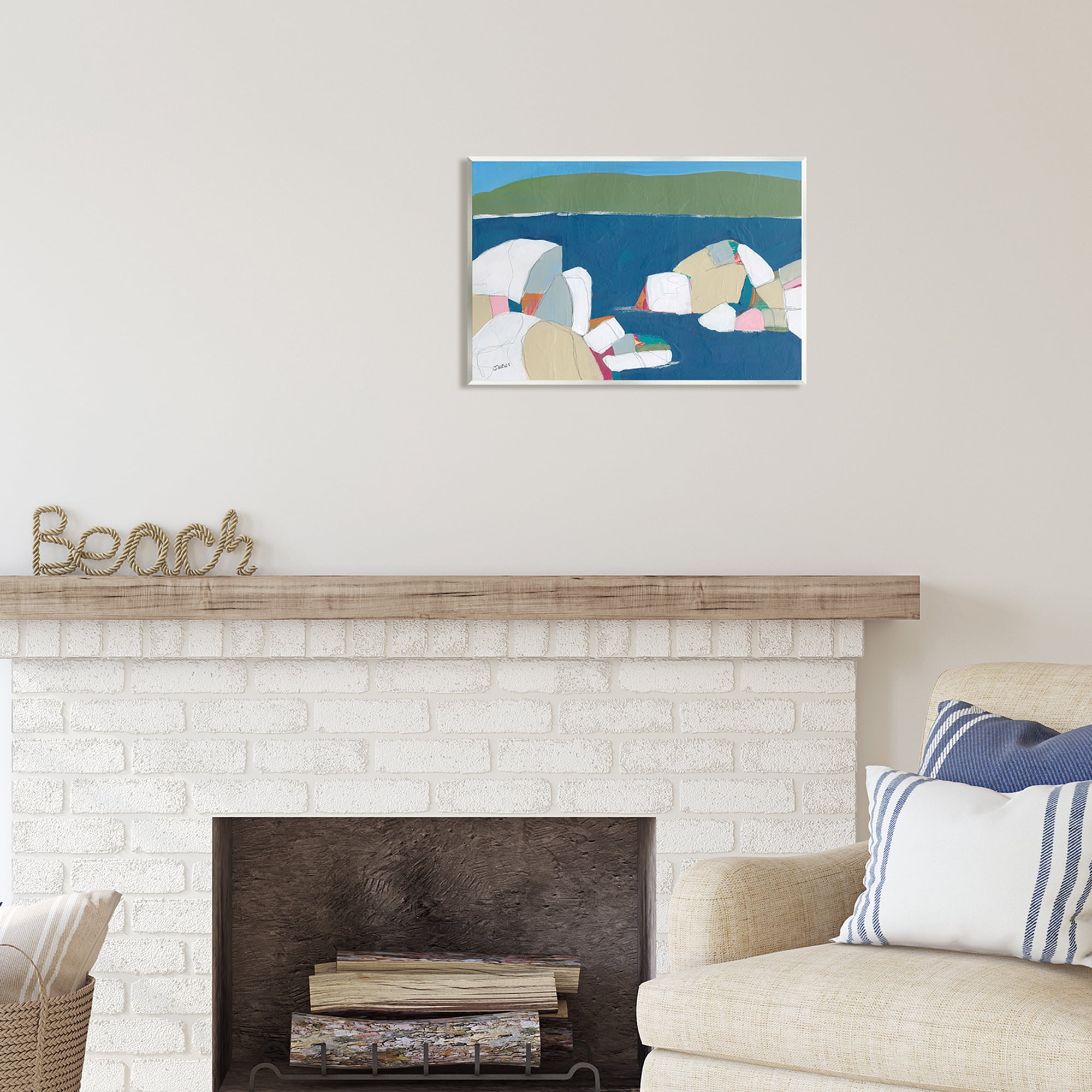 Stupell Industries Contemporary Ocean Rocks Coastal Painting Unframed Art Print Wall Art