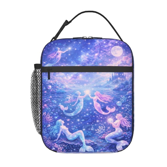 Mermaid Lunch Bag Reusable Thermal Lunch Tote with Handle for Women and Men