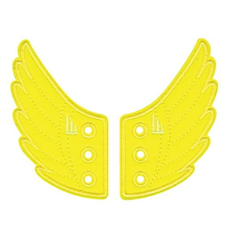 

Showings Lace On Style Neon Yellow Shine Foil One Size Fabric Shoe Decorative Flair Charm Wings