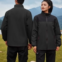 Dwaogom Women's Waterproof Raincoat Lightweight Rain Jacket Windbreaker Color Blocked Windproof Jacket Long Sleeved Zipper Pocket Hoodless Casual Outwear with Pocket for Outdoor