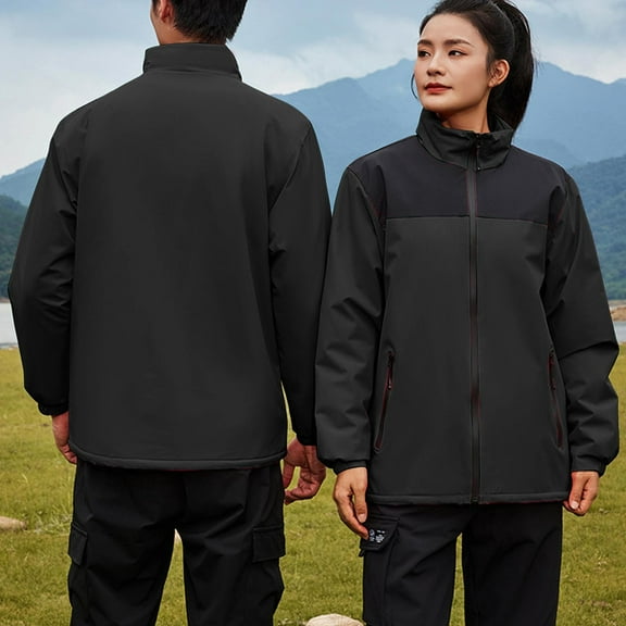 Dwaogom Women's Waterproof Raincoat Lightweight Rain Jacket Windbreaker Color Blocked Windproof Jacket Long Sleeved Zipper Pocket Hoodless Casual Outwear with Pocket for Outdoor