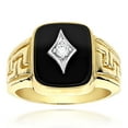 thumbnail image 1 of Mens 14k Natural Black Onyx and 0.1 Ctw Diamond Ring For Him (Yellow Gold Size 7.5), 1 of 3