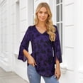 thumbnail image 6 of Womens Dressy Blouses 3/4 Sleeve V Neck Ruffle Floral Tunic Casual Layering Shirts, 6 of 6