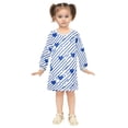 thumbnail image 2 of Girls' long-sleeved dress Simple Love Blue Stripes Girls' A-line dress with ribbed cuffs Soft and comfortable, 2 of 6