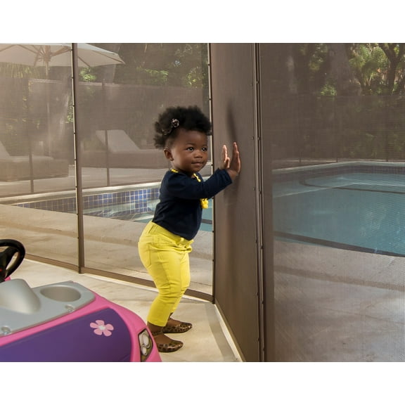 4 ft. H X 12 ft. W Pool Fence DIY Section in Brown with 5 Poles Featuring a Steel Pin at the Base for a 1/2 in. Hole