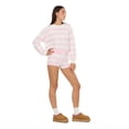thumbnail image 2 of Forever 21 Women’s Cropped Intarsia Sweater and Matching Shorts Set, Long Sleeve Rugby Stripe Knit Two-Piece Lounge Outfit, XS-XL, 2 of 6