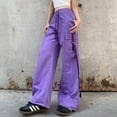 thumbnail image 1 of Pantalones Pantalones holgados para mujer Traje de calle de cintura alta informal de gran tamaño (Púrpura L) Cgtredaw Púrpura T L para Mujer, 1 of 9