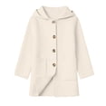 thumbnail image 2 of Cethrio Girls Wool Blend Peacoats Size 14-15 Years, Fashion Single‑Breasted Mid-length Warm Winter Outerwear with Pockets Beige, 2 of 8
