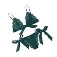 thumbnail image 2 of Conjunto de ropa interior de encaje floral encantador para mujer, regalo de lencería de bragas de malla, verde oscuro, L Guardurnaity XX000194-15, 2 of 7