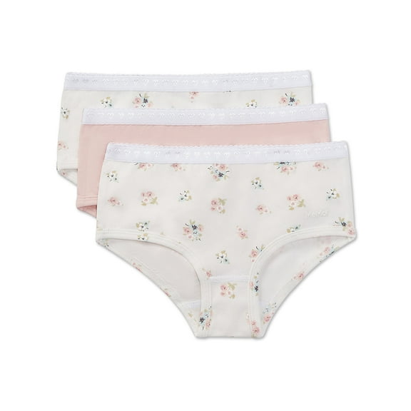 MeMoi 3 Pair Pack Ditsy Floral Multi Briefs - Girls - Female, 3, Winter White-Pink