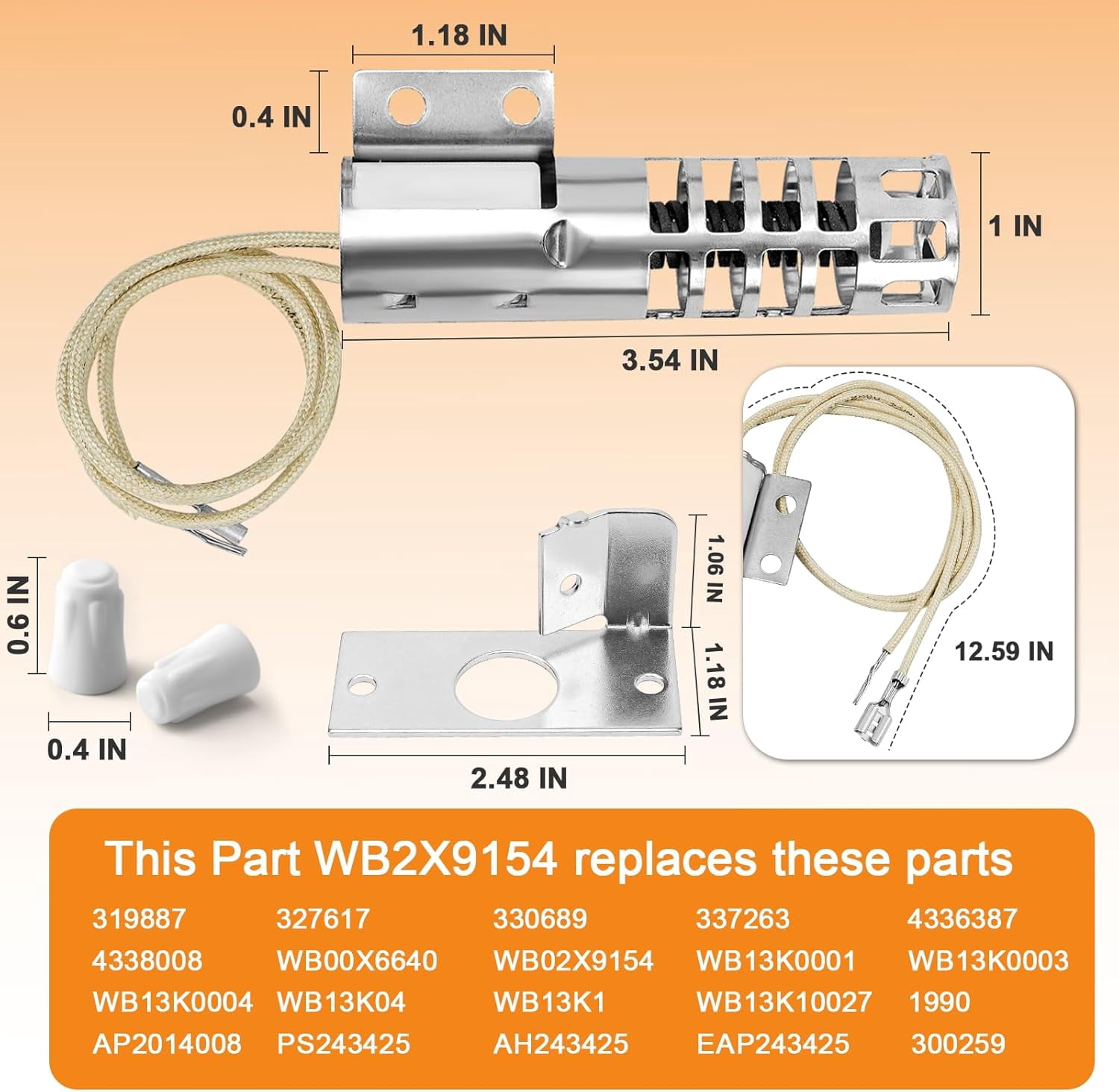 WB2X9154 Gas Range Oven Igniter Compatible with GE WB13K10027 WB13K3 PS243425 GR403 4342528 AP2014008