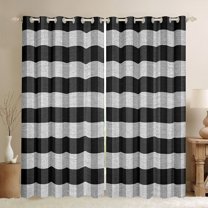Manfei Teens Children Retro Grid Black Out Curtains,Abstract Vintage Plaid Curtains Pack of 2 (42x63 Each),Geometric Theme Bedroom Curtains,Super Cozy Room Decor