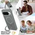 thumbnail image 3 of Asuwish Phone Case for Google Pixel 9 Pro XL/10 Pro XL Tempered Glass Screen Protector Magnetic Bracket stand Translucent Shockproof Protective Cell Cover Pixel9ProXL Pixel10ProXL Nine Women Men Grey, 3 of 7