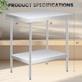 thumbnail image 2 of Bingirl Table de Préparation en Acier Inoxydable 30 x 24 Pouces avec Tablette Inférieure Réglable Table Commerciale Robuste avec Tablette Inférieure Réglable pour Usage Extérieur Restaurants Hôtels Fonctionne, 2 of 7