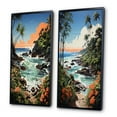 thumbnail image 3 of Designart "Tropical Paradise by the Coast II" Coastal Tropical Framed Wall Art Set Of 2 - Multi-Color Beach Framed Canvas Set For Living Room Decor, 3 of 6