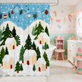 thumbnail image 2 of Manfei Village Waterproof Shower Curtain 72Wx72L Snow Bathroom Curtain, Red Gold, 2 of 5