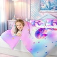 thumbnail image 3 of meiyoeat Flower Butterfly R Initial Rainbow Full Size Comforter Sets, Watercolor Galaxy Stars Bedding Comforter Set for Girls, Colorful Star Reversible, 3 Pieces, 1 Comforter and 2 Pillowcases, 3 of 6