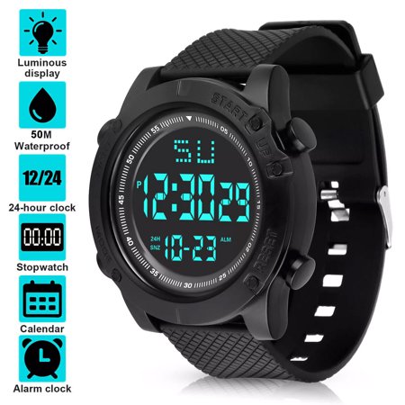 Waterproof Digital Sports Watch Military Tactical LED Backlight Wristwatch Men